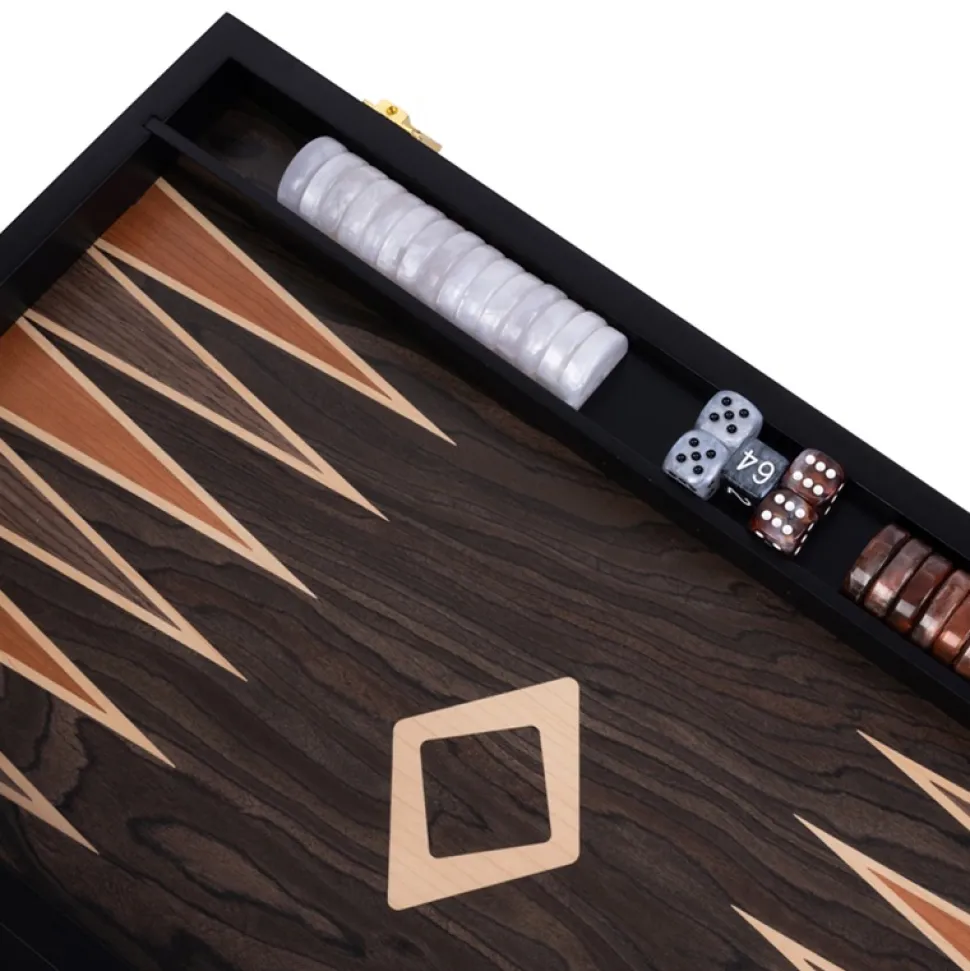 Longfield Backgammon Medium Brown Ebony